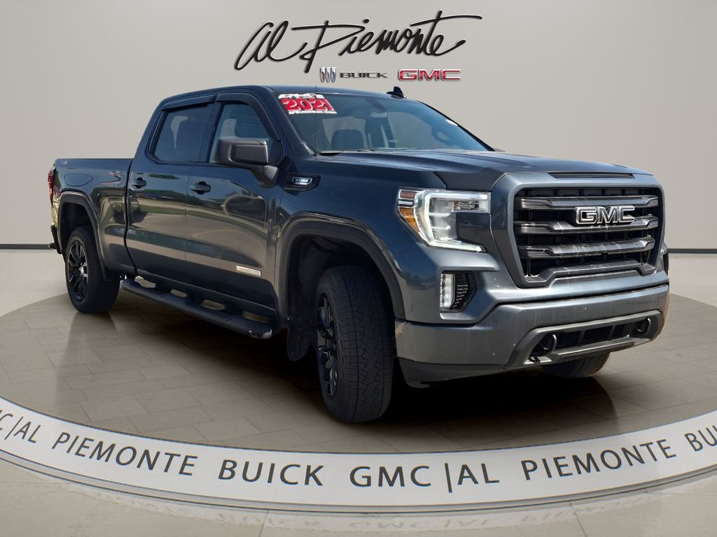 Gray (Satin Steel Metallic) 2021 GMC Sierra 1500 Elevation Crew Cab 4WD Pickup Truck Four-Wheel Drive Automatic