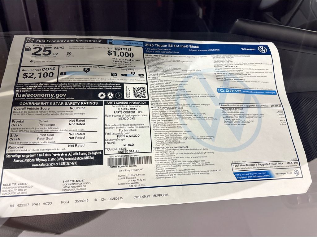 2025 Volkswagen Tiguan 2.0T SE R-Line Black