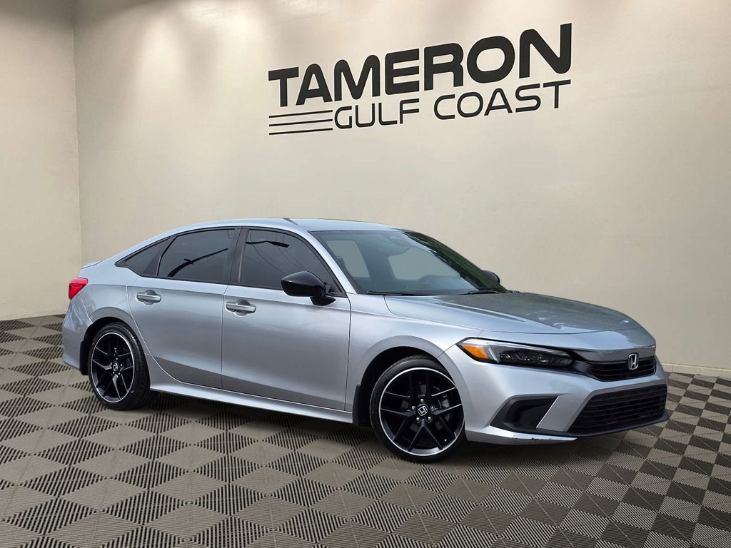 Silver 2023 Honda Civic Sport FWD Sedan Front-Wheel Drive Continuously Variable Transmission