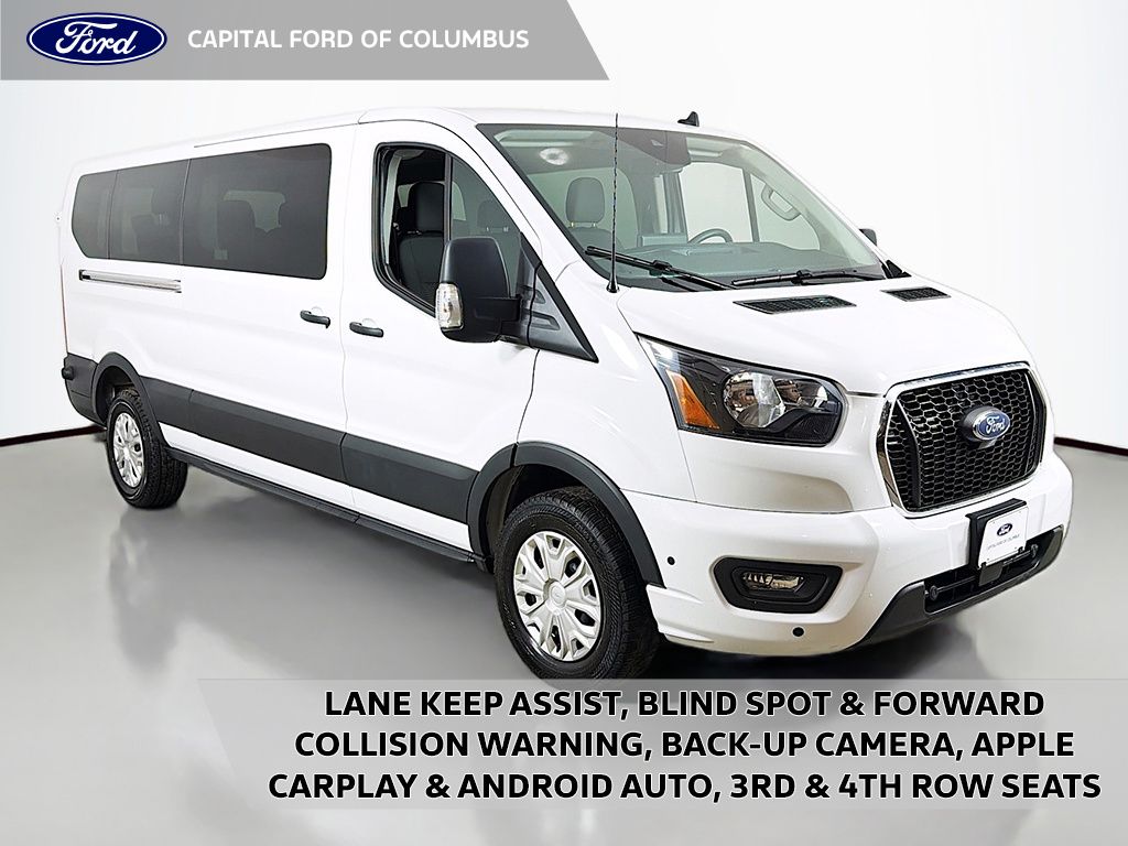 Oxford White 2024 Ford Transit Passenger 350 XLT Low Roof LB RWD Van Rear-Wheel Drive