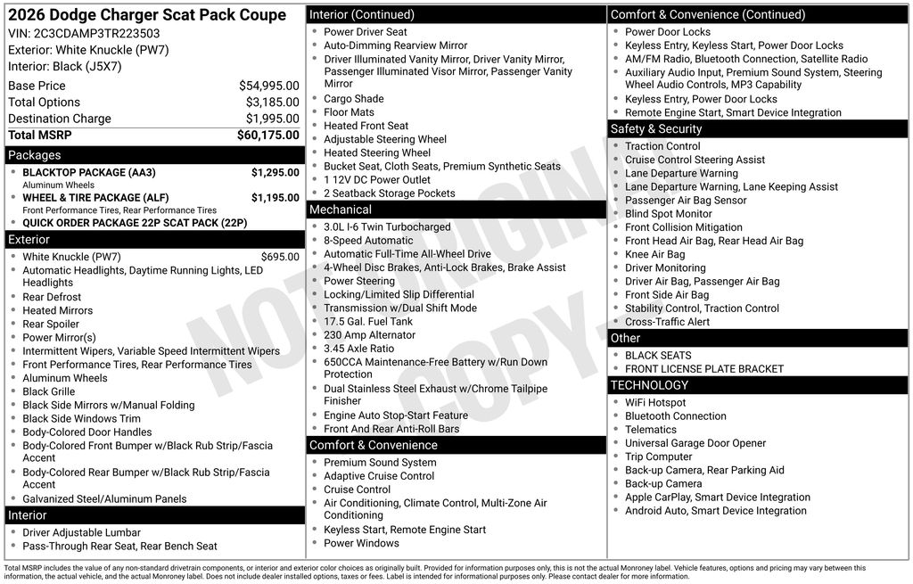 new 2026 Dodge Charger car, priced at $54,158
