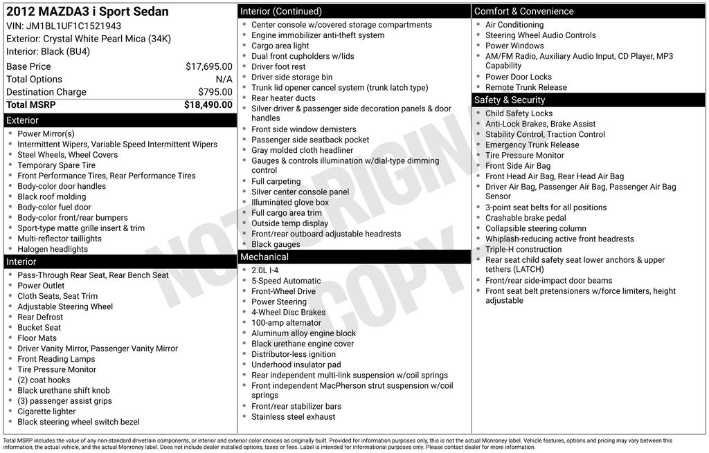 2012 Mazda MAZDA3 i Sport