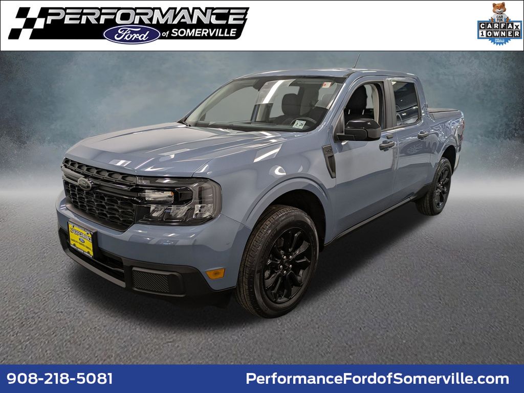 Blue (Azure Gray Metallic Tri-Coat) 2024 Ford Maverick XLT SuperCrew AWD Pickup Truck All-Wheel Drive 8-Speed Automatic