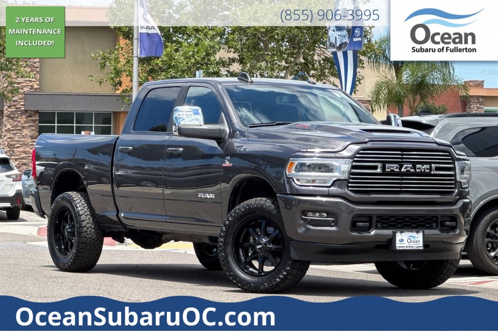 Gray (Granite Crystal Metallic Clearcoat) 2024 RAM 3500 Laramie Crew Cab 4WD Pickup Truck Four-Wheel Drive 6-Speed Automatic