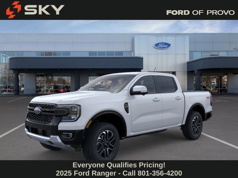Oxford White 2025 Ford Ranger Lariat SuperCrew 4WD Pickup Truck Four-Wheel Drive Automatic
