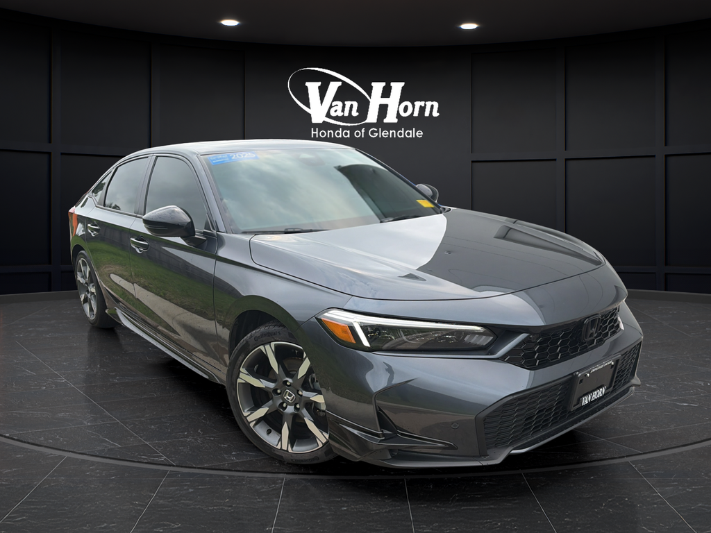 Gray 2025 Honda Civic Hybrid Sedan Front-Wheel Drive Continuously Variable Transmission