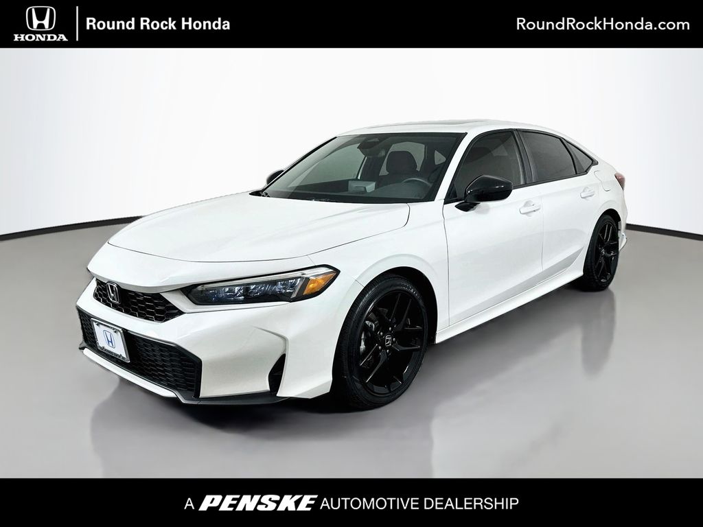 Platinum White 2026 Honda Civic Hybrid Sedan Front-Wheel Drive Continuously Variable Transmission