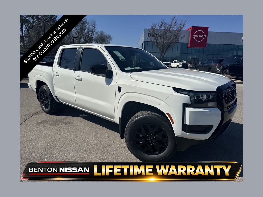 Glacier White 2026 Nissan Frontier SV Crew Cab 4WD Pickup Truck Four-Wheel Drive 9-Speed Automatic Overdrive