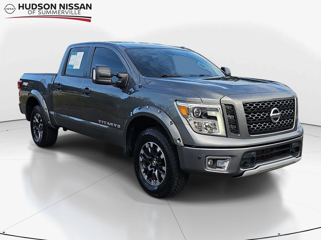 Gray (Gun Metallic) 2018 Nissan Titan Pickup Truck Four-Wheel Drive 7-Speed Automatic