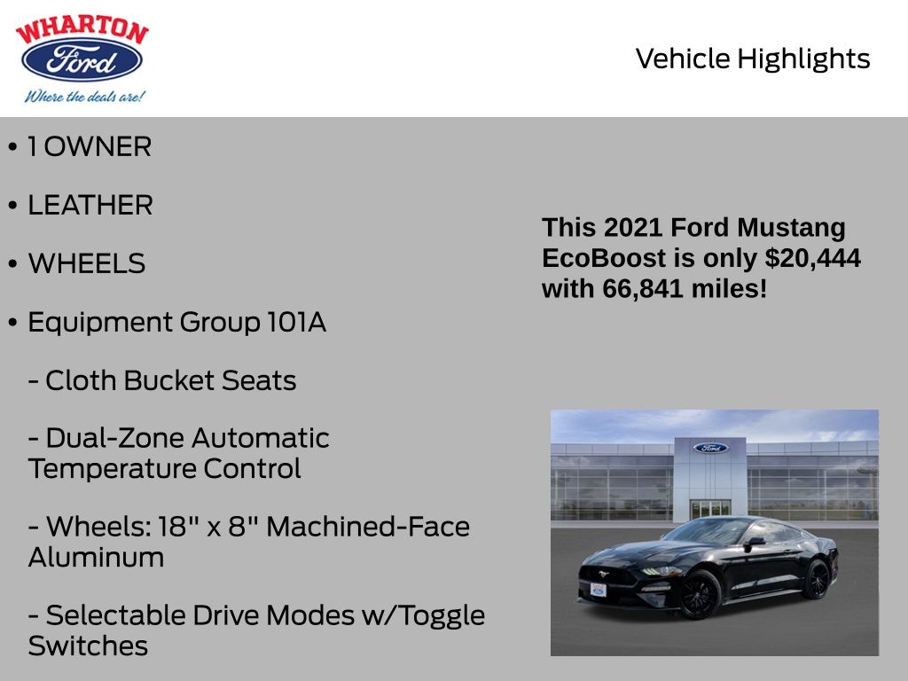 2021 Ford Mustang EcoBoost Black at Victoria Chrysler Dodge Jeep Ram