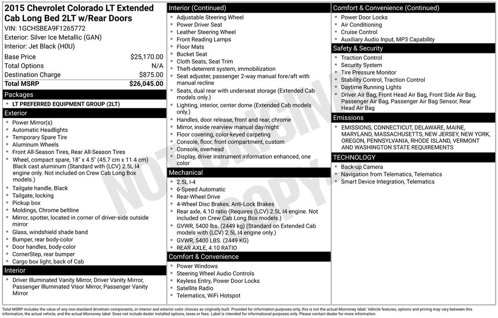 used 2015 Chevrolet Colorado car, priced at $17,000