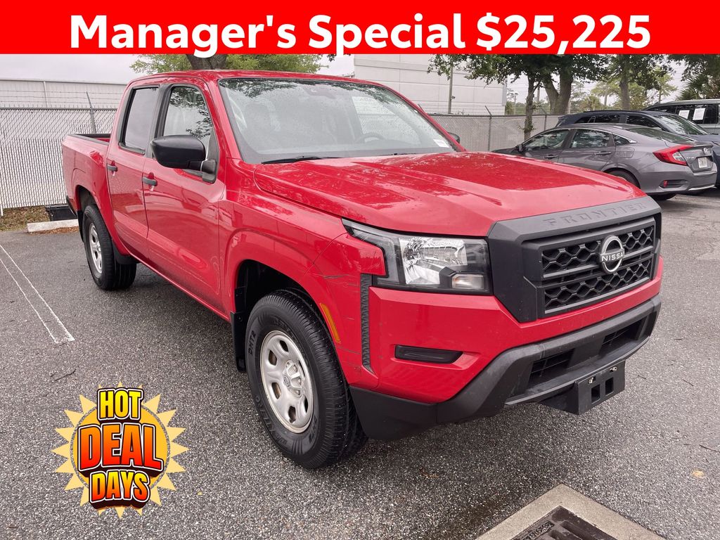 Red Alert 2022 Nissan Frontier S Crew Cab 4WD Pickup Truck Four-Wheel Drive 9-Speed Automatic