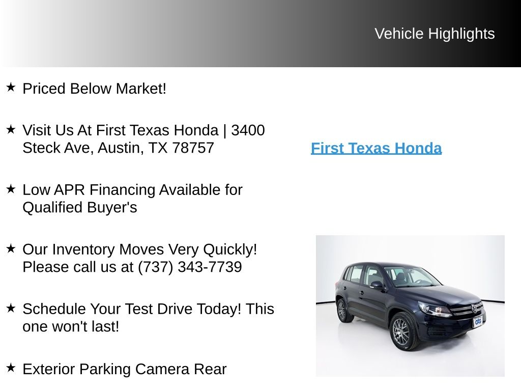 Used Car 2018 Volkswagen Tiguan Limited  2.0t For Sale Under $12,000 In Austin, Texas