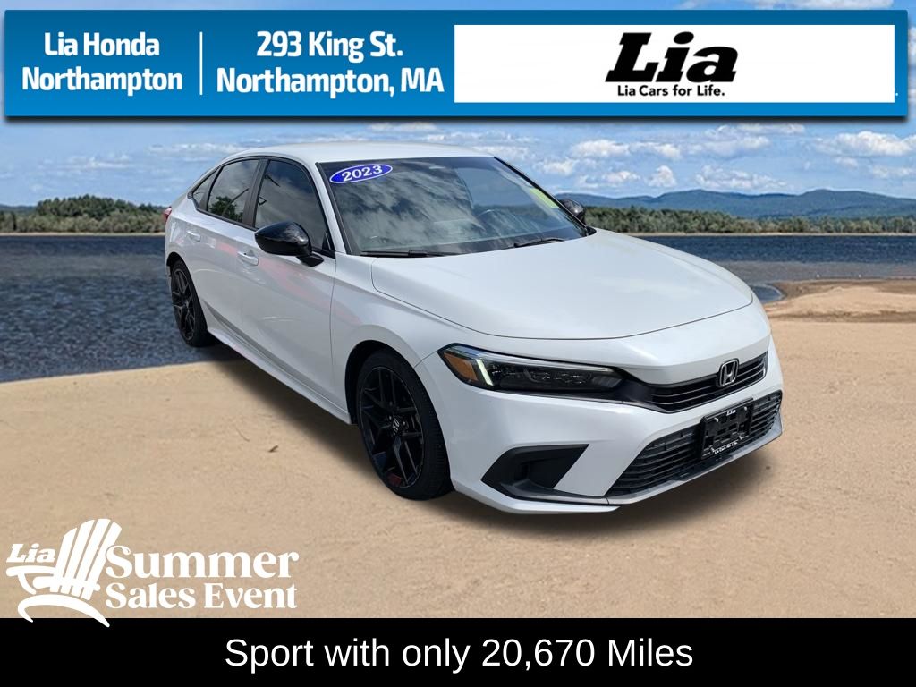 Platinum White Pearl 2023 Honda Civic Sedan Front-Wheel Drive Continuously Variable Transmission