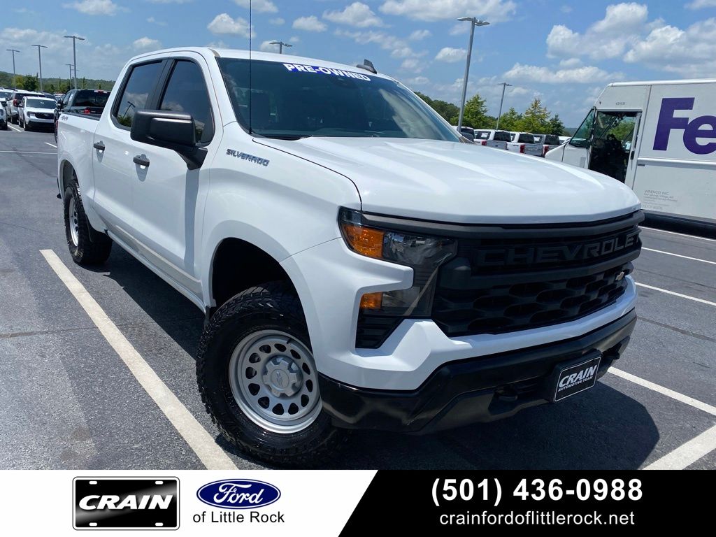 Summit White 2022 Chevrolet Silverado 1500 Work Truck Crew Cab 4WD Pickup Truck Four-Wheel Drive Automatic