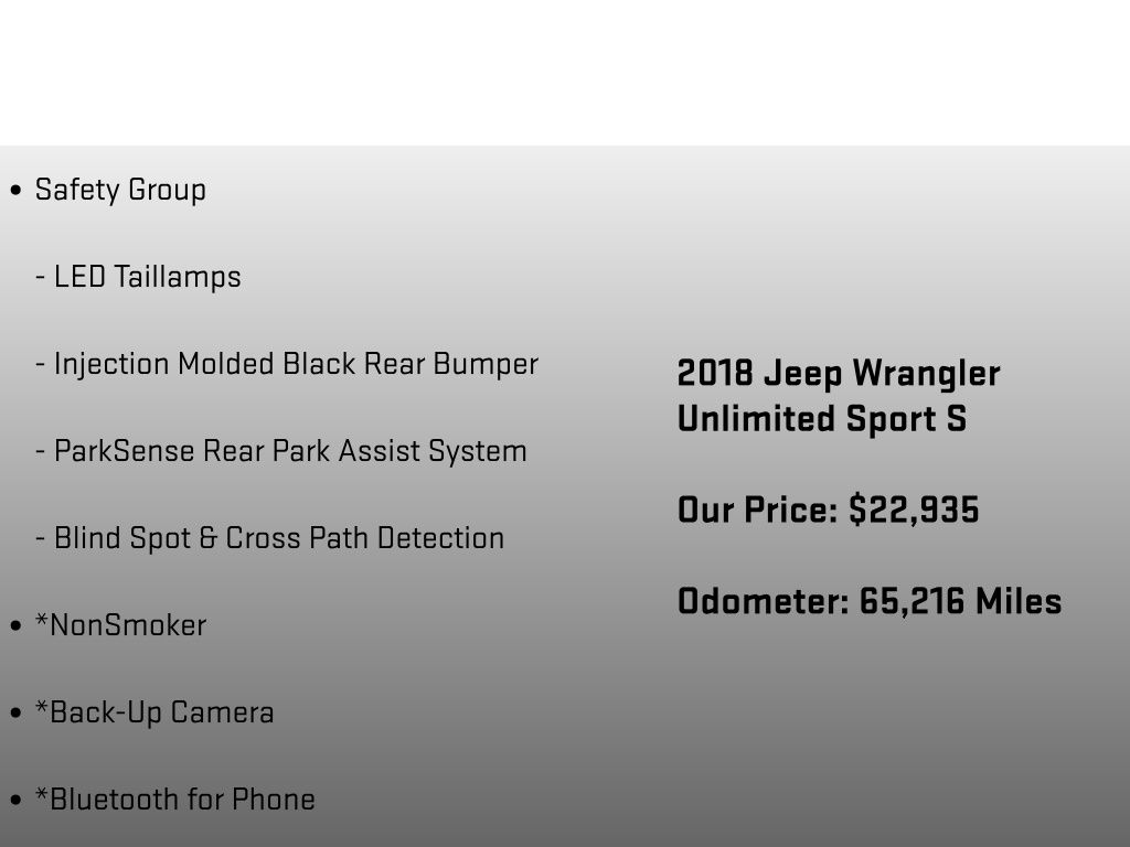 2018 Jeep Wrangler Unlimited Sport S Gray at Rochrich Mazda