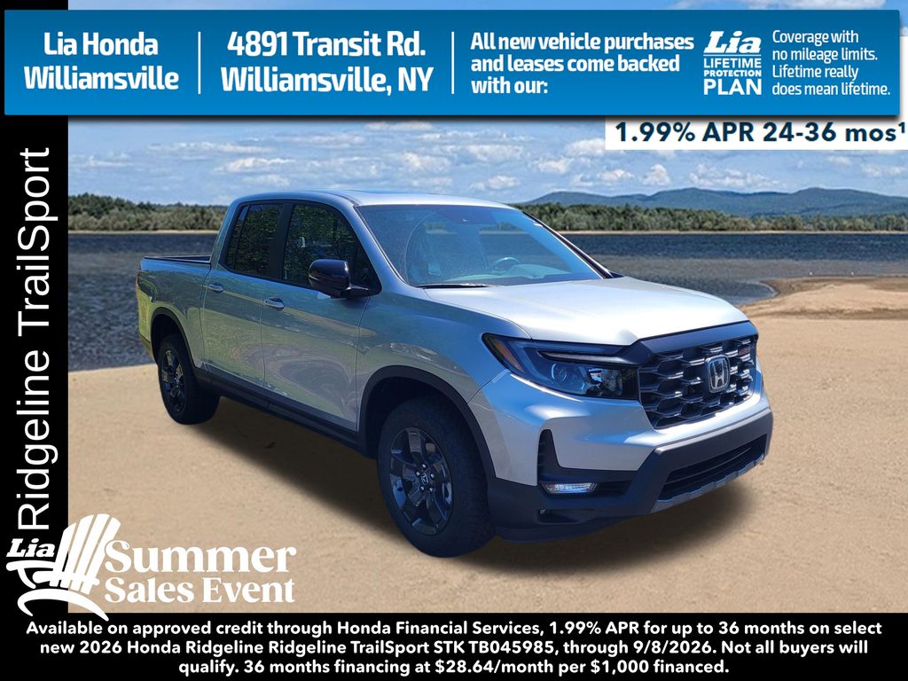 Solar Silver Metallic 2026 Honda Ridgeline Pickup Truck All-Wheel Drive 9-Speed Automatic