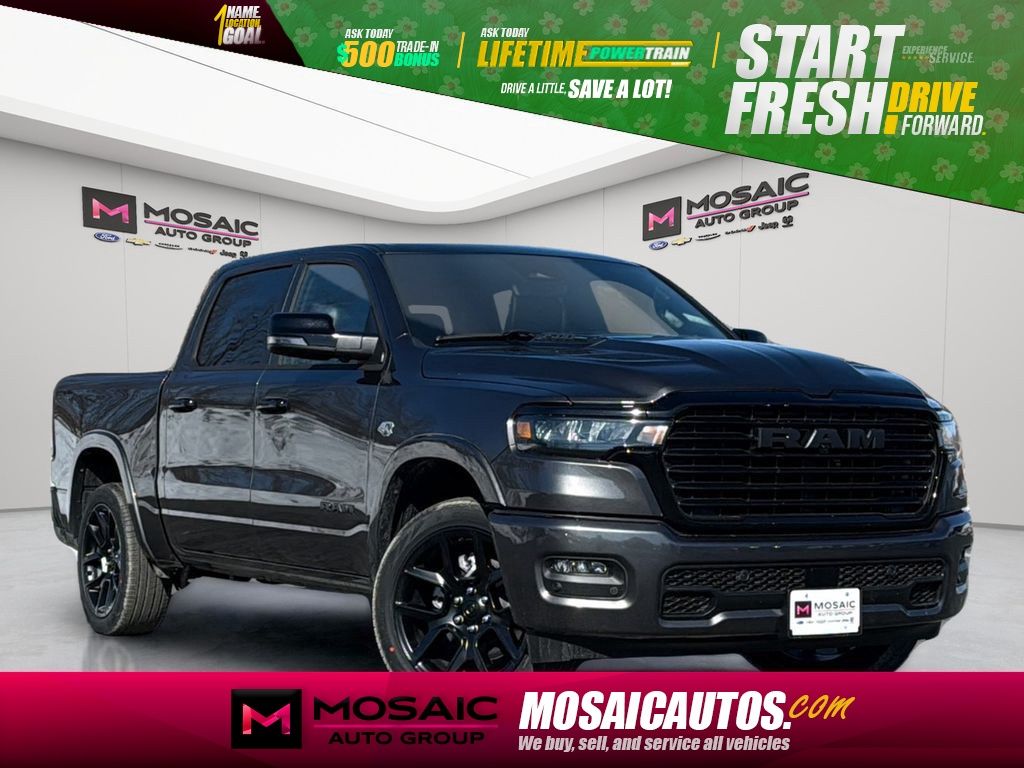 Gray (Granite Crystal Metallic Clearcoat) 2026 RAM 1500 Laramie Crew Cab 4WD Pickup Truck Four-Wheel Drive 8-Speed Automatic