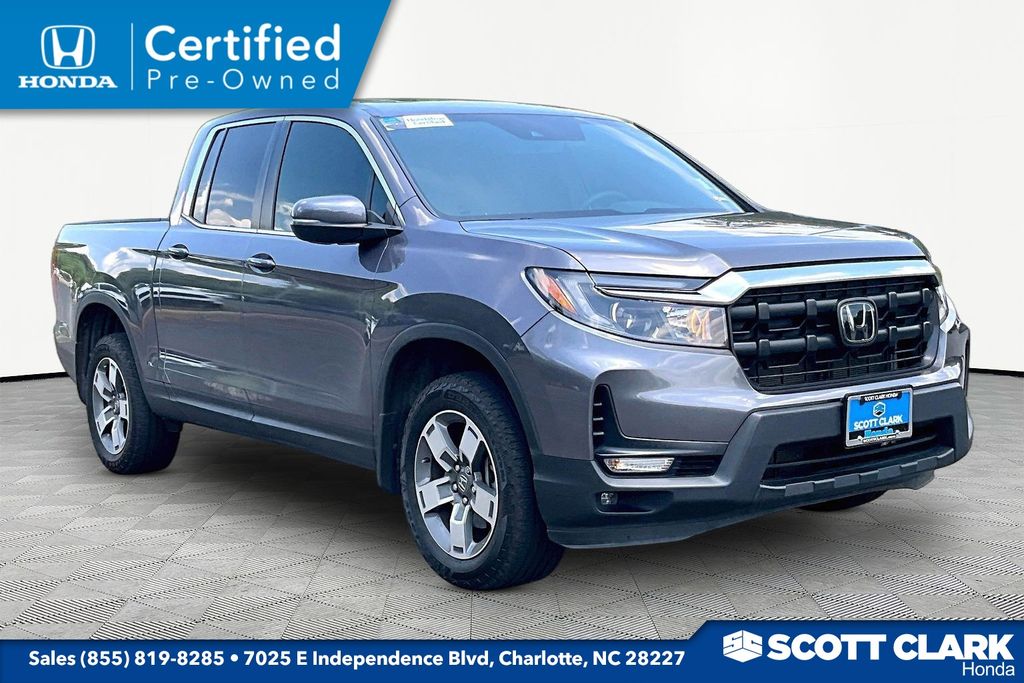 Gray (Modern Steel Metallic) 2024 Honda Ridgeline Pickup Truck All-Wheel Drive 9-Speed Automatic