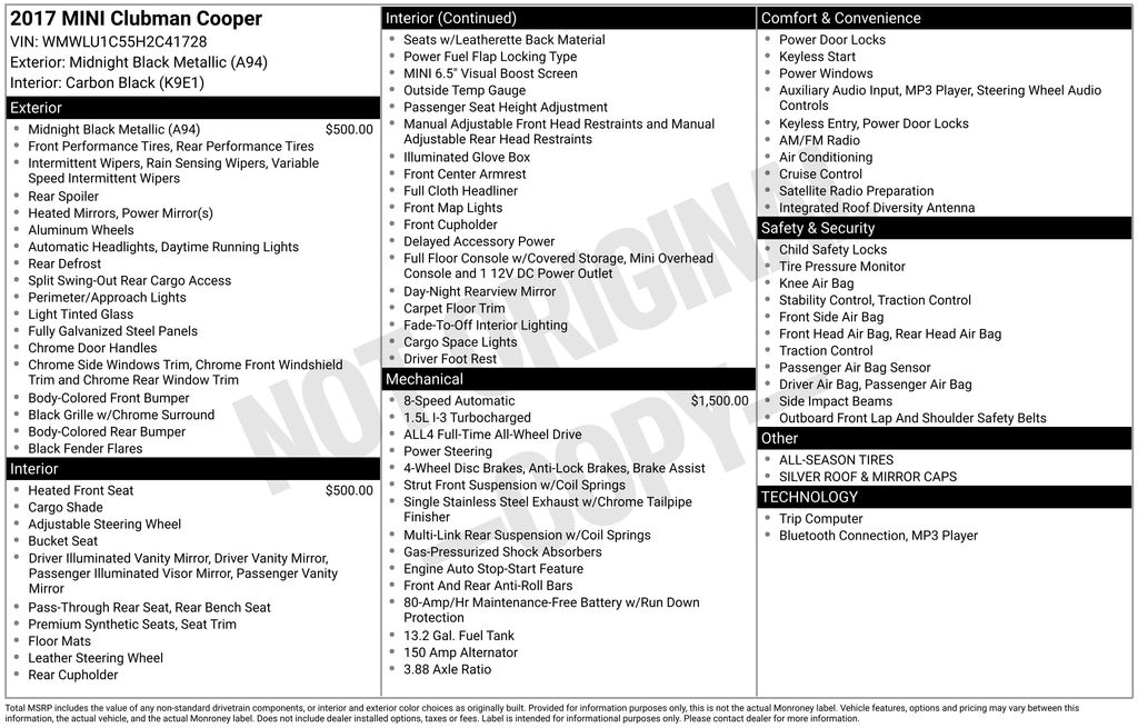 Used Car 2017 Mini Cooper  Clubman For Sale Under $15,000 In Austin, Texas