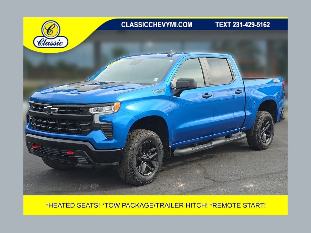 Glacier Blue Metallic 2023 Chevrolet Silverado 1500 Pickup Truck Four-Wheel Drive 8-Speed Automatic
