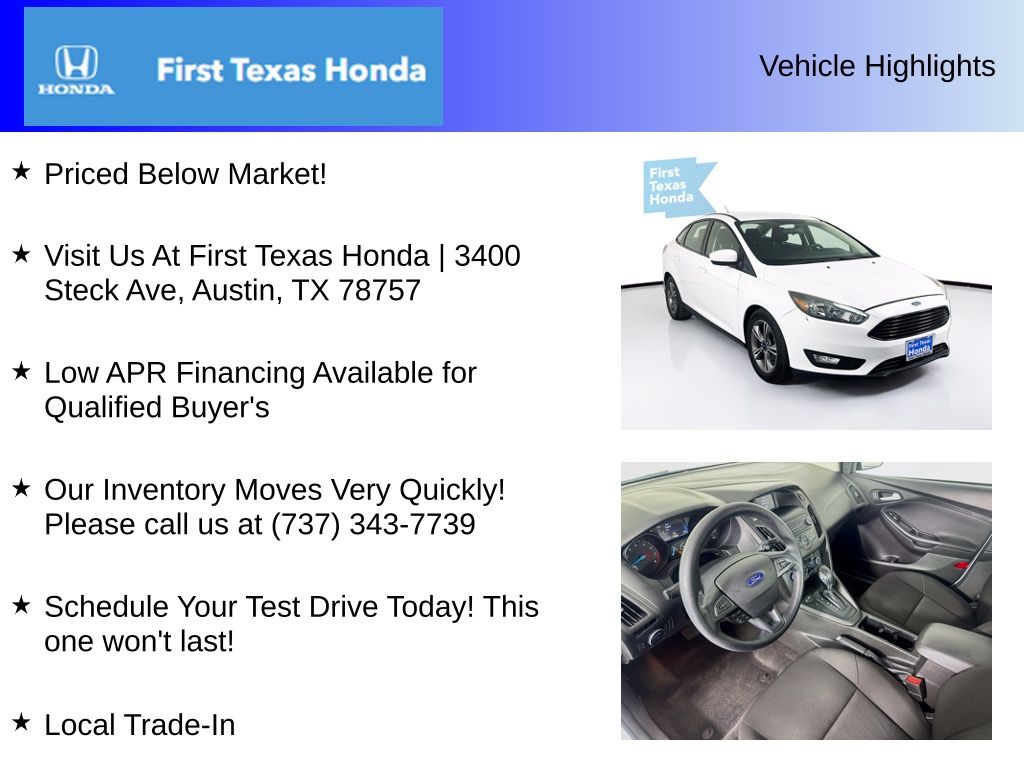 Used Car 2018 Ford Focus  Se For Sale Under $10,000 In Austin, Texas