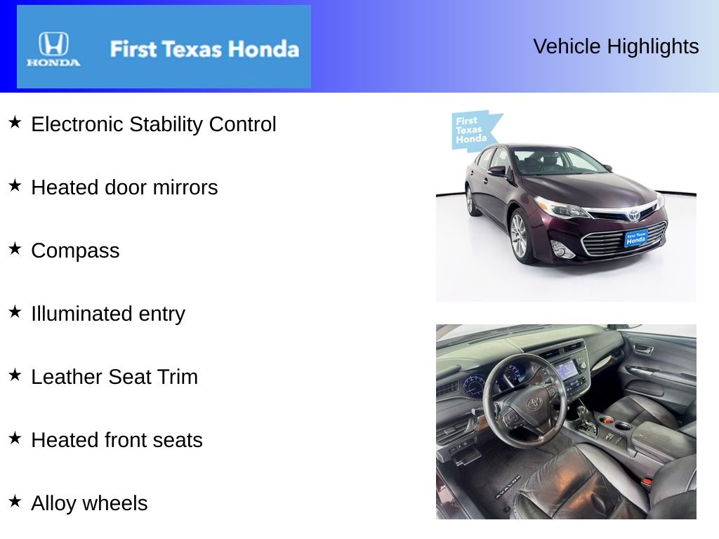 Used Car 2015 Toyota Avalon  Xle Touring For Sale Under $12,000 In Austin, Texas