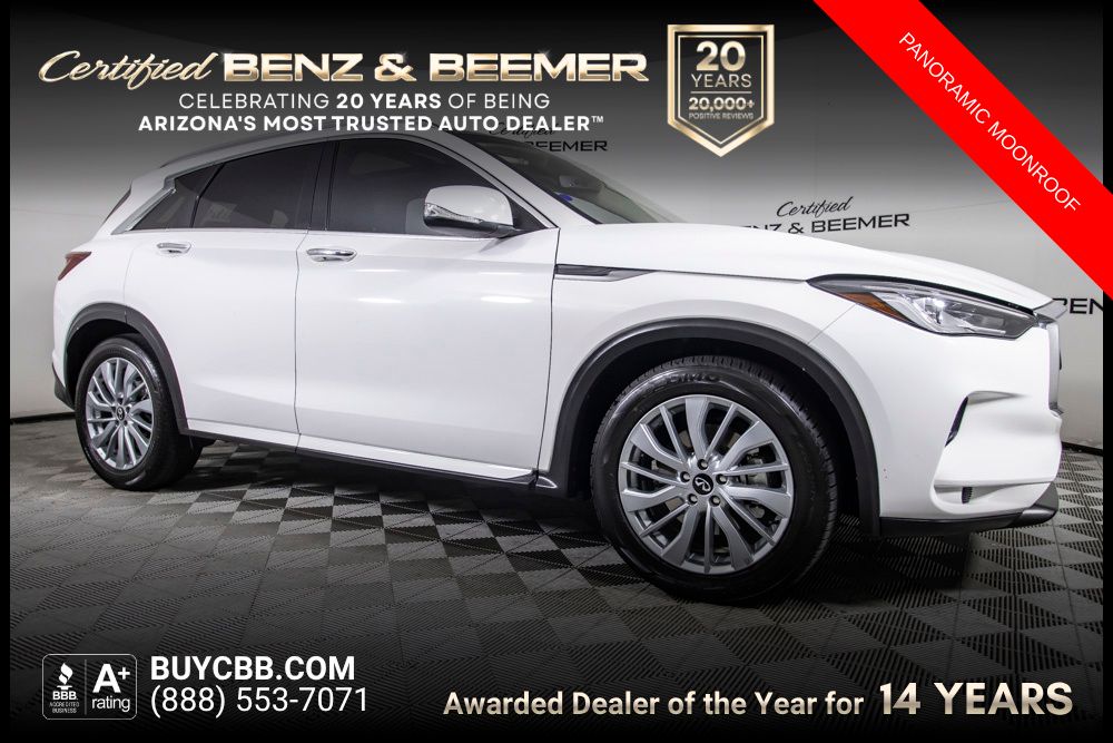 Lunar White 2024 INFINITI QX50 Luxe FWD SUV / Crossover Front-Wheel Drive Continuously Variable Transmission