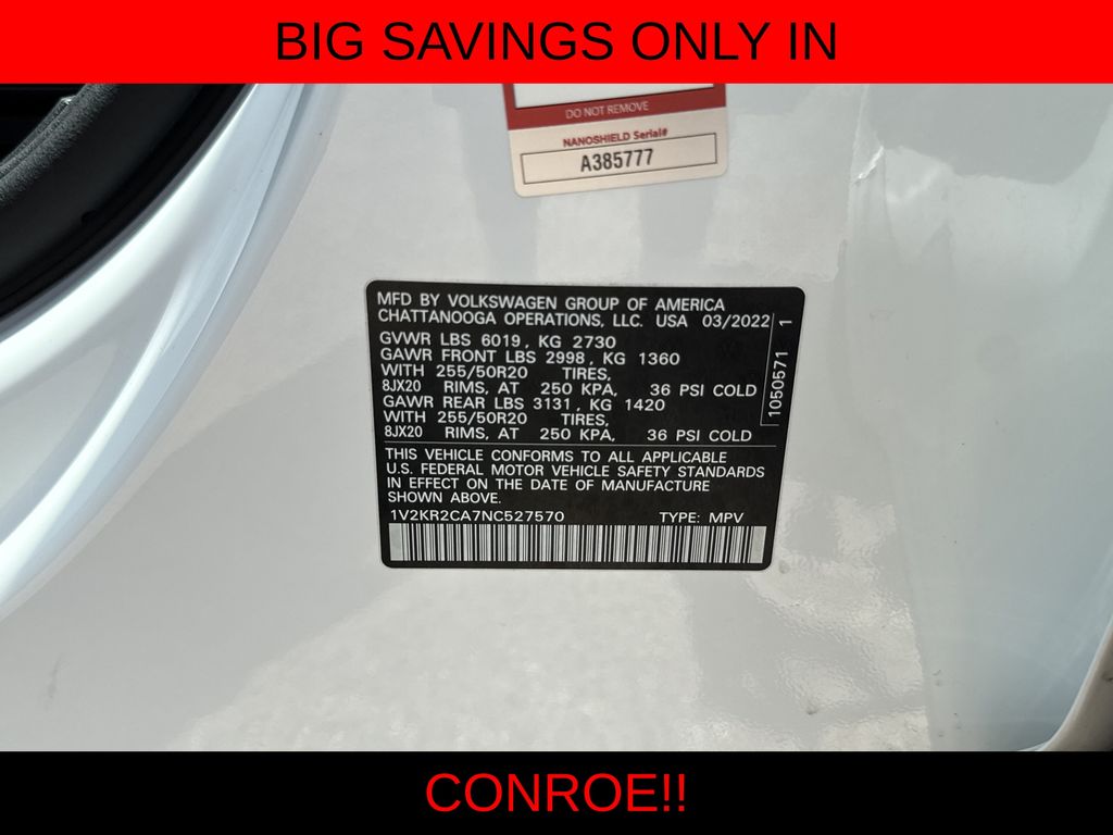 2022 Volkswagen Atlas 3.6L V6 SE w/Technology White at South Houston Nissan