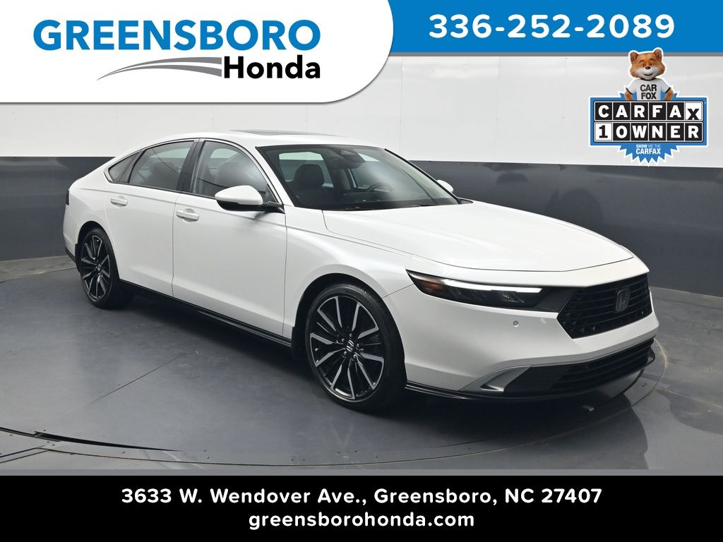 Platinum White Pearl 2023 Honda Accord Hybrid Sedan Front-Wheel Drive Continuously Variable Transmission