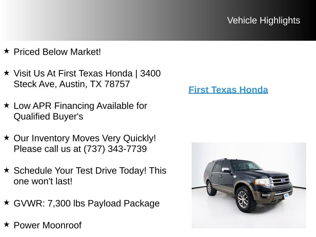 Used Car 2015 Ford Expedition  King Ranch For Sale Under $20,000 In Austin, Texas