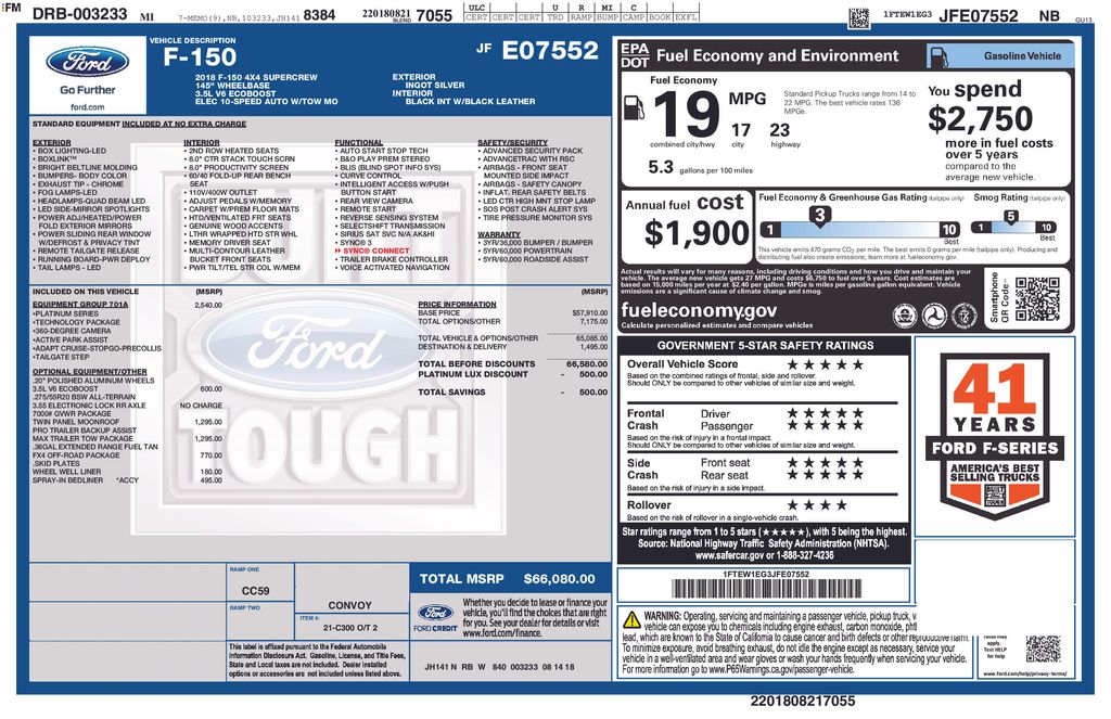 2018 Ford F-150 Platinum 4x4 SuperCrew 5-1/2 Box's photo
