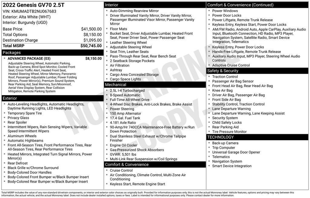 2022 Genesis GV70 2.5T AWD
