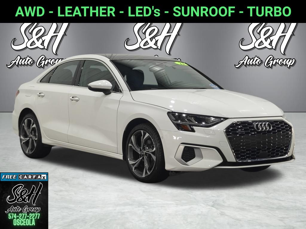 Ibis White 2022 Audi A3 Sedan All-Wheel Drive 7-Speed Automatic