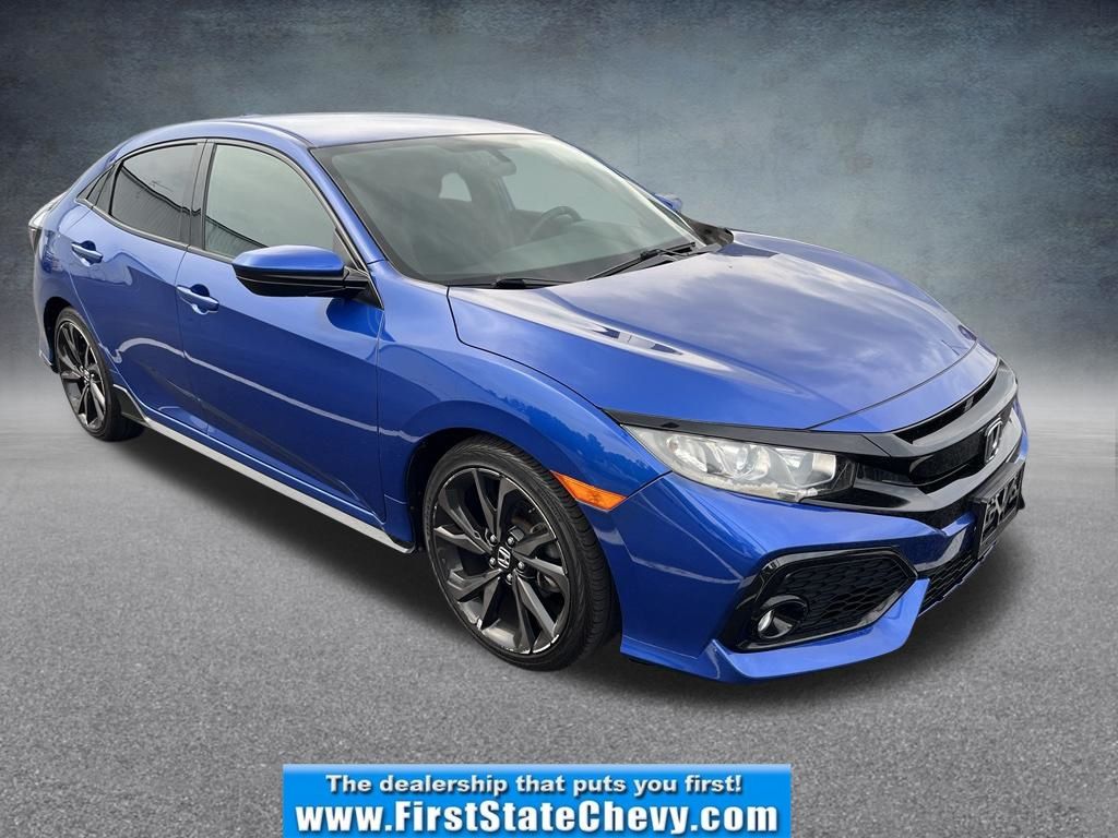 Blue 2018 Honda Civic Hatchback Sport FWD Hatchback Front-Wheel Drive Continuously Variable Transmission