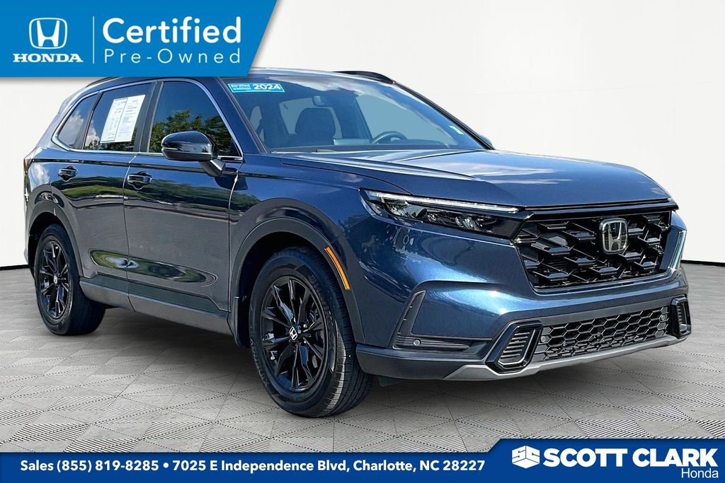 Canyon River Blue Metallic 2024 Honda CR-V Hybrid SUV / Crossover Front-Wheel Drive Continuously Variable Transmission