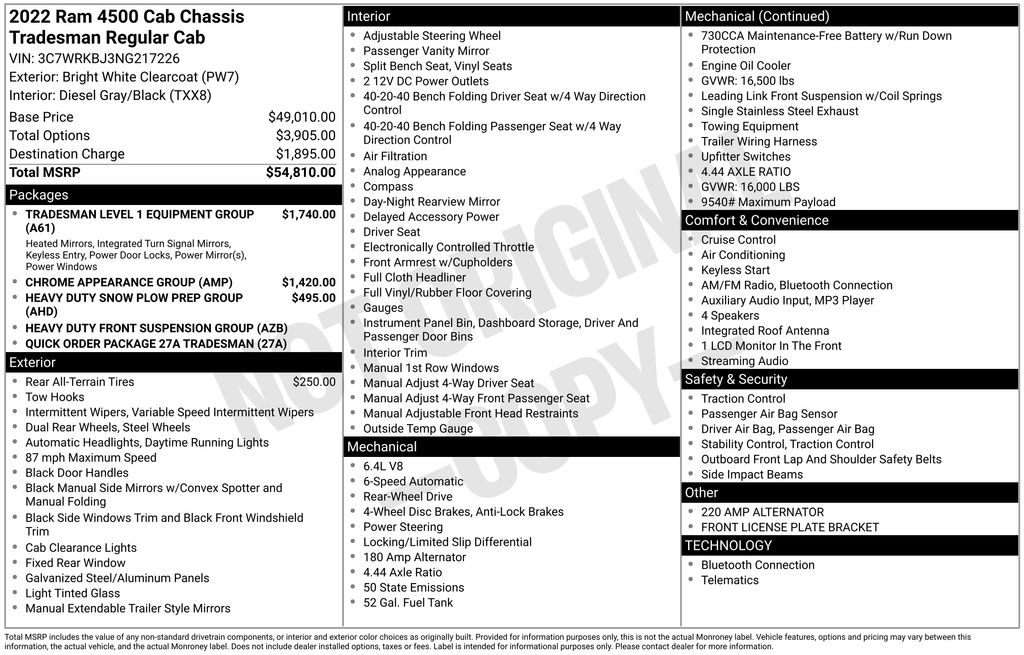 used 2022 Ram 4500HD car, priced at $30,000