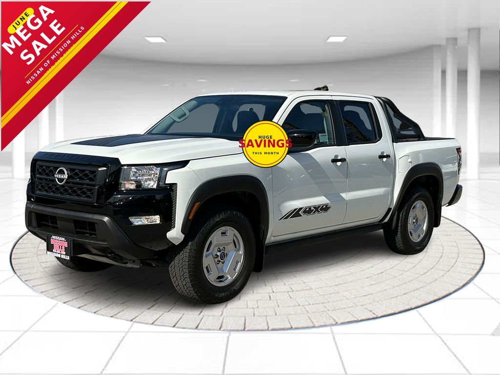 Glacier White 2024 Nissan Frontier SV Crew Cab 4WD Pickup Truck Four-Wheel Drive 9-Speed Automatic Overdrive
