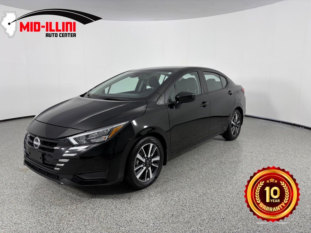 Super Black Metallic 2025 Nissan Versa Sedan Front-Wheel Drive Continuously Variable Transmission