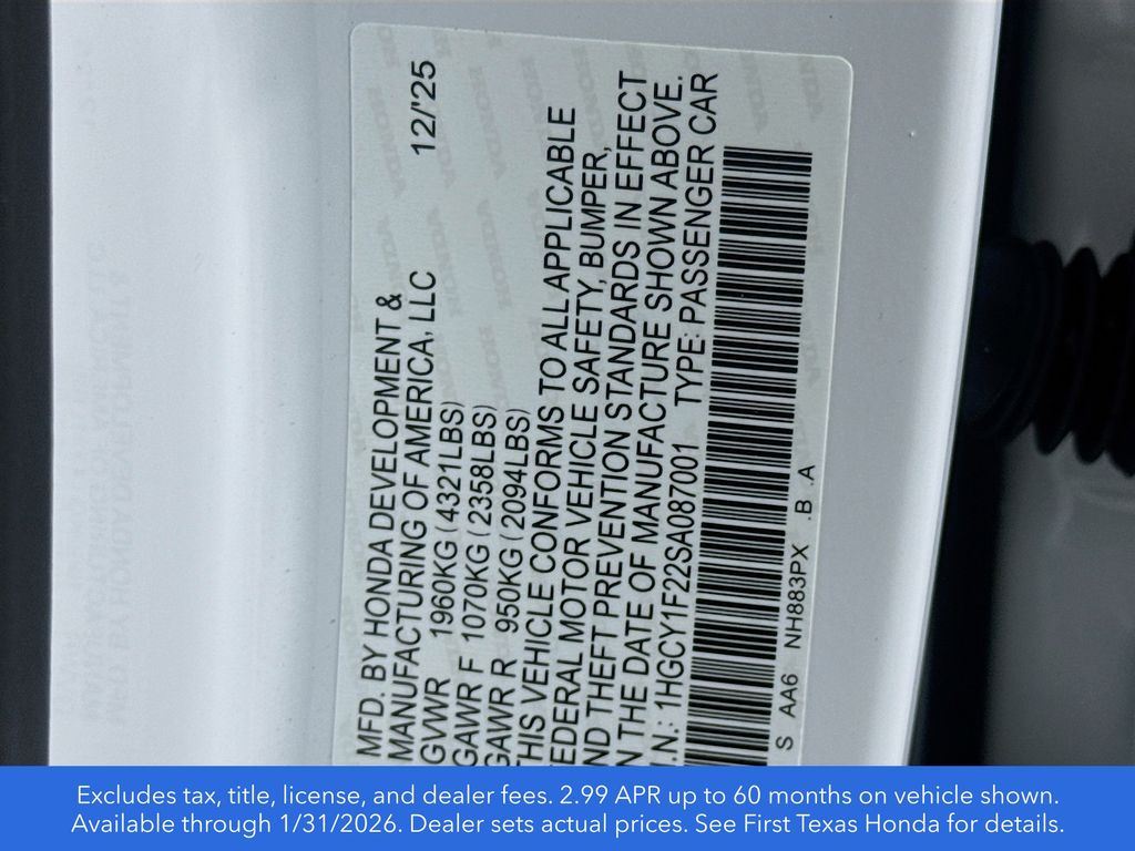 New Car 2025 Honda Accord  Lx For Sale Under $30,000 In Austin, Texas