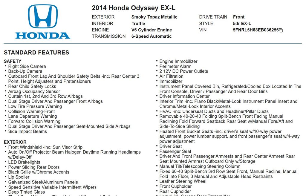 2014 Honda Odyssey EX-L photo