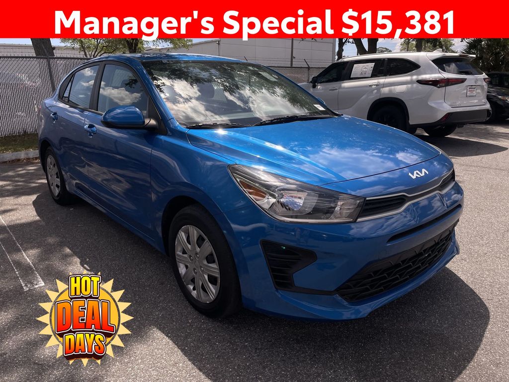 Blue 2023 Kia Rio Sedan Front-Wheel Drive Continuously Variable Transmission