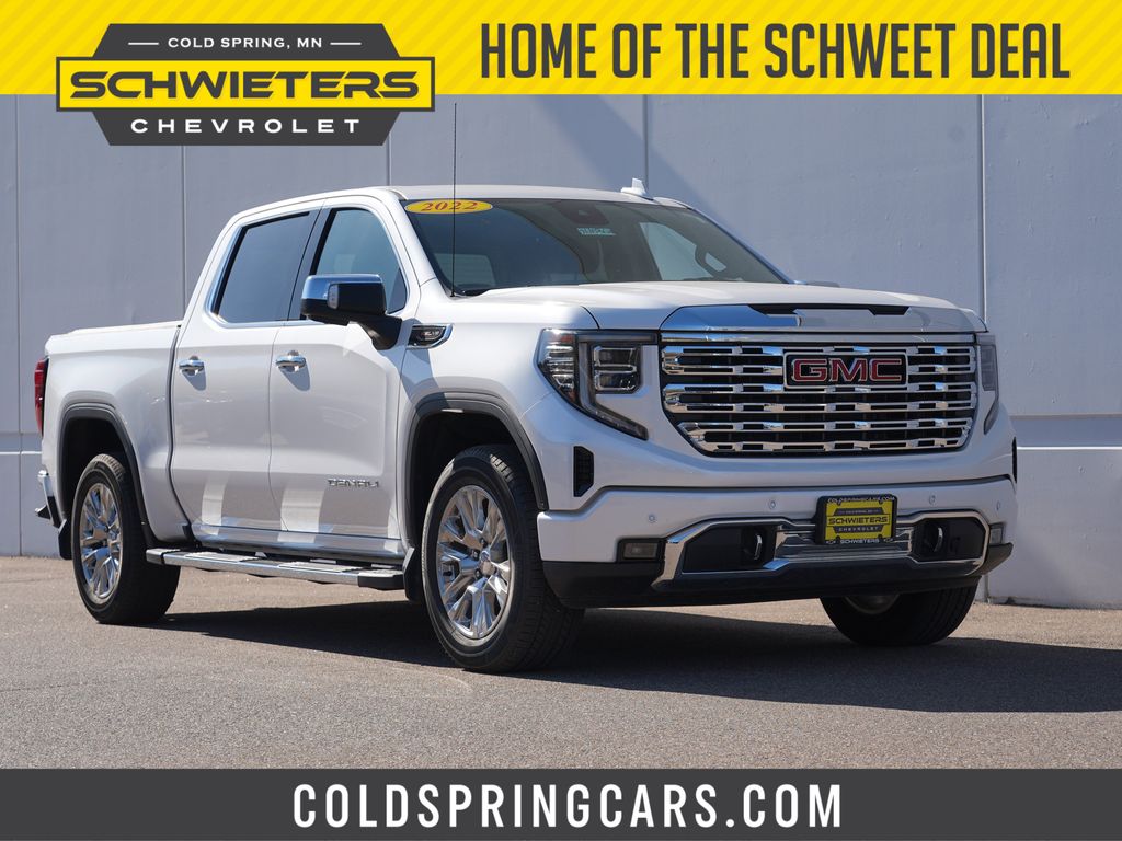 White Frost Tricoat 2022 GMC Sierra 1500 Denali Crew Cab 4WD Pickup Truck Four-Wheel Drive Automatic