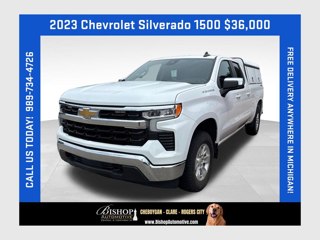 Summit White 2023 Chevrolet Silverado 1500 Pickup Truck Four-Wheel Drive Automatic
