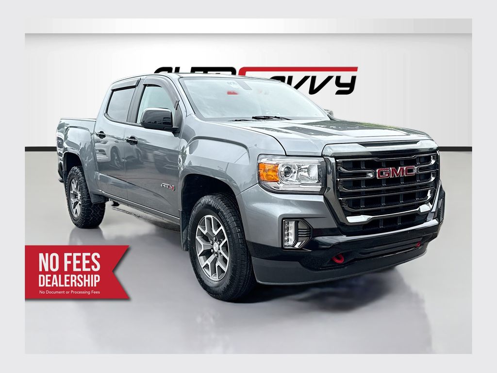 Gray (Satin Steel Metallic) 2021 GMC Canyon Pickup Truck Four-Wheel Drive 8-Speed Automatic