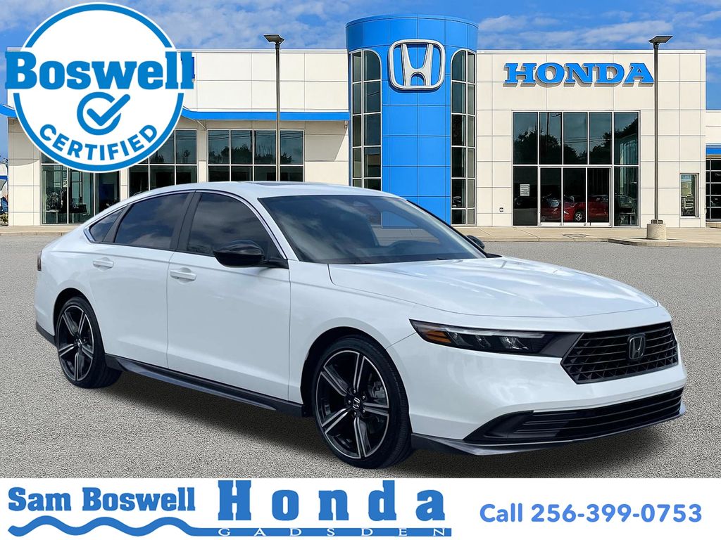 White 2023 Honda Accord Hybrid Sport FWD Sedan Front-Wheel Drive Continuously Variable Transmission