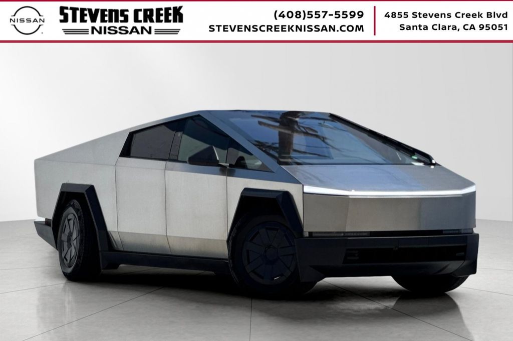 Gray (Ultra-Hard Stainless Steel) 2025 Tesla Cybertruck Crew Cab AWD Pickup Truck All-Wheel Drive 1-Speed Automatic