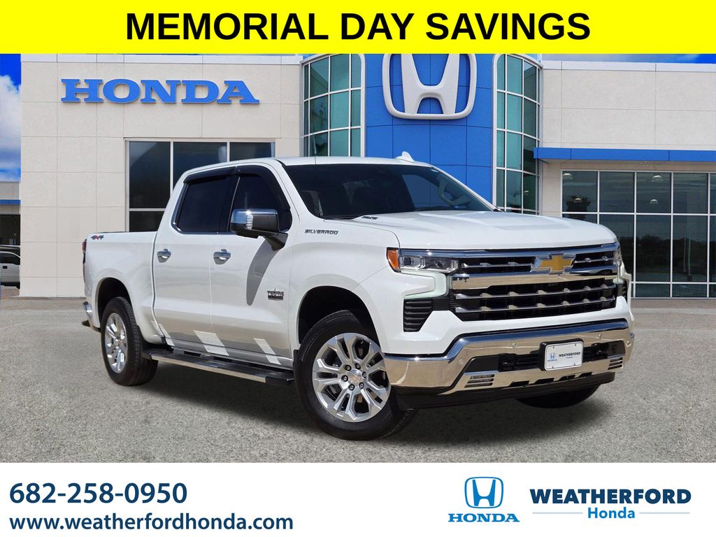 Summit White 2025 Chevrolet Silverado 1500 LTZ Crew Cab 4WD Pickup Truck Four-Wheel Drive Automatic