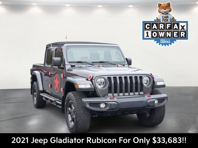 Gray (Granite Crystal Metallic Clearcoat) 2021 Jeep Gladiator Rubicon Crew Cab 4WD Pickup Truck Four-Wheel Drive 6-Speed Manual