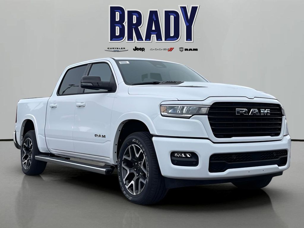 Bright White Clearcoat 2026 RAM 1500 Laramie Crew Cab 4WD Pickup Truck Four-Wheel Drive 8-Speed Automatic
